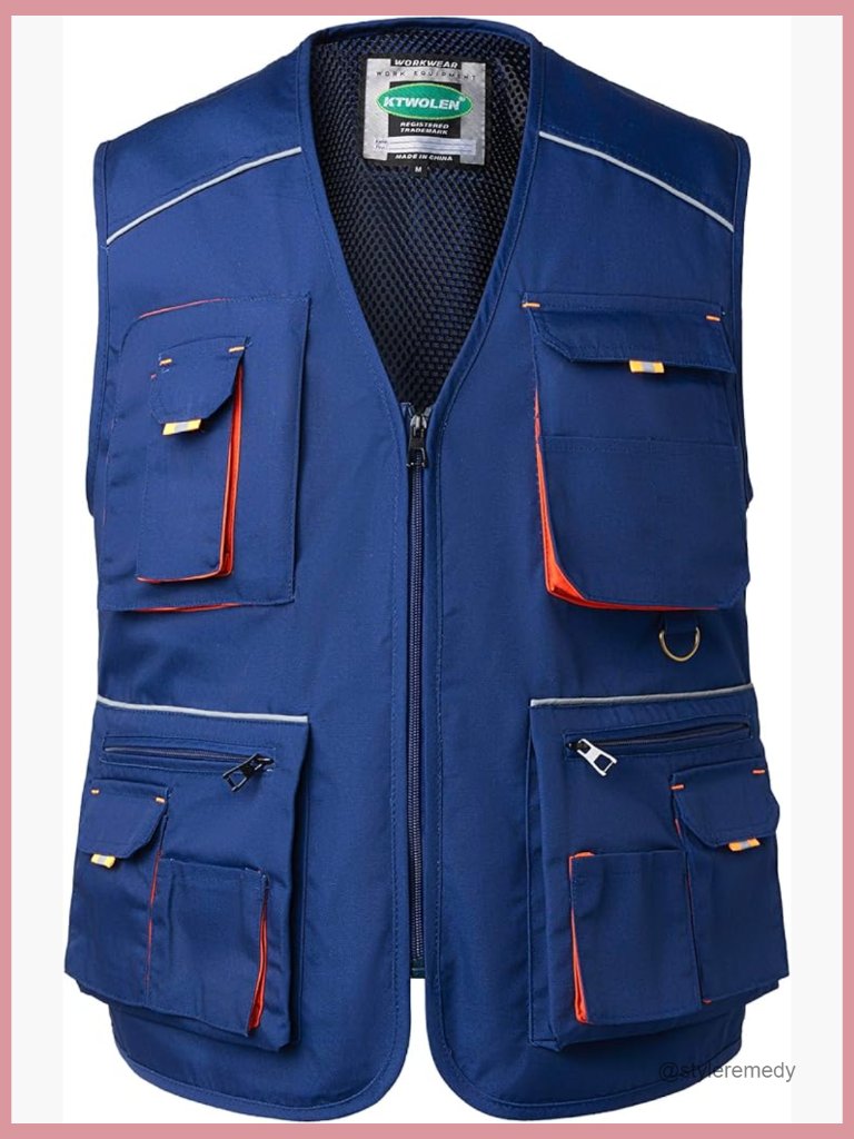 Multi-Pocket Utility Work Vest With Breathable Mesh Lining